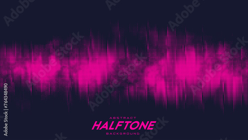 Abstract vector torn red halftone sound wave. Scrathed dotted texture element.