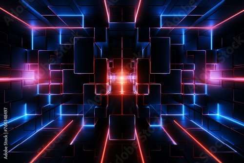 Futuristic neon grid against a black background