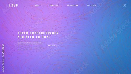 Landing page abstract design with vector field forces matris. Colorful template for website or app. Magnetic flow chart