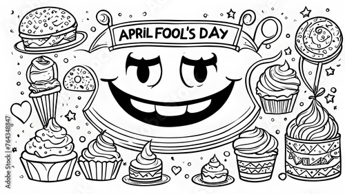 hand draw illustration of april fools day
