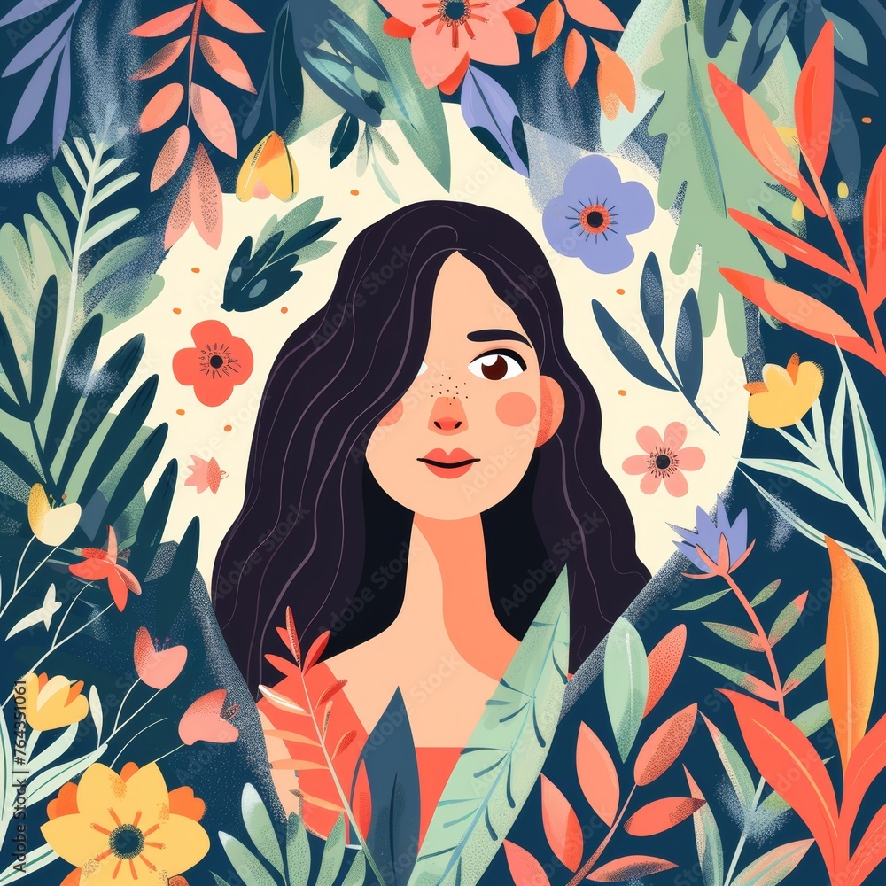 Woman with flowers. Concept of mothers day illustration. Woman with flowers. Concept of mothers day illustration.