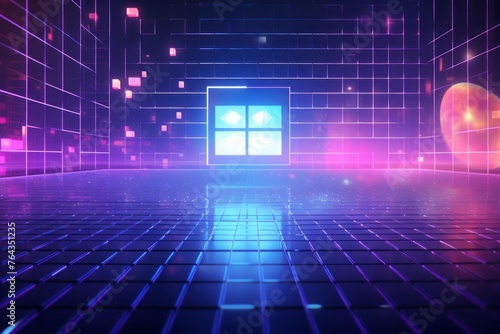 Wallpaper Mural Futuristic and high-tech social media background with holographic grids Torontodigital.ca