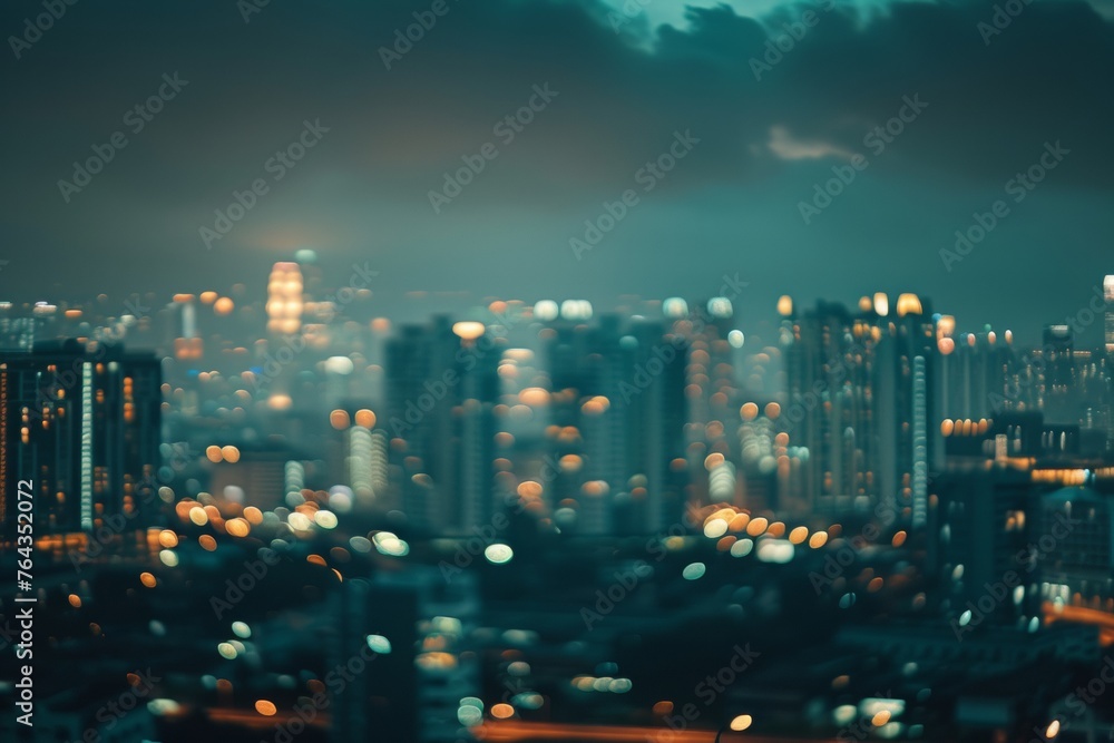 Fototapeta premium Abstract cityscape with blurred city lights, concept of urban life