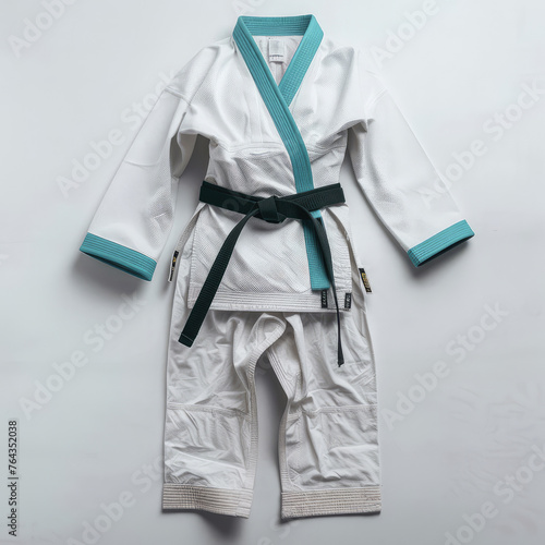 Karate, judo, taekwondo, aikido, ju-jitsu, sumo, kendo sports clothing isolated on a white background. 
