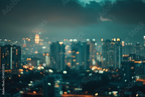 Abstract cityscape with blurred city lights  concept of urban life  