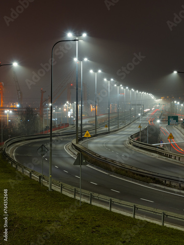 Night view of Kwiatkowski estacade - Gdynia