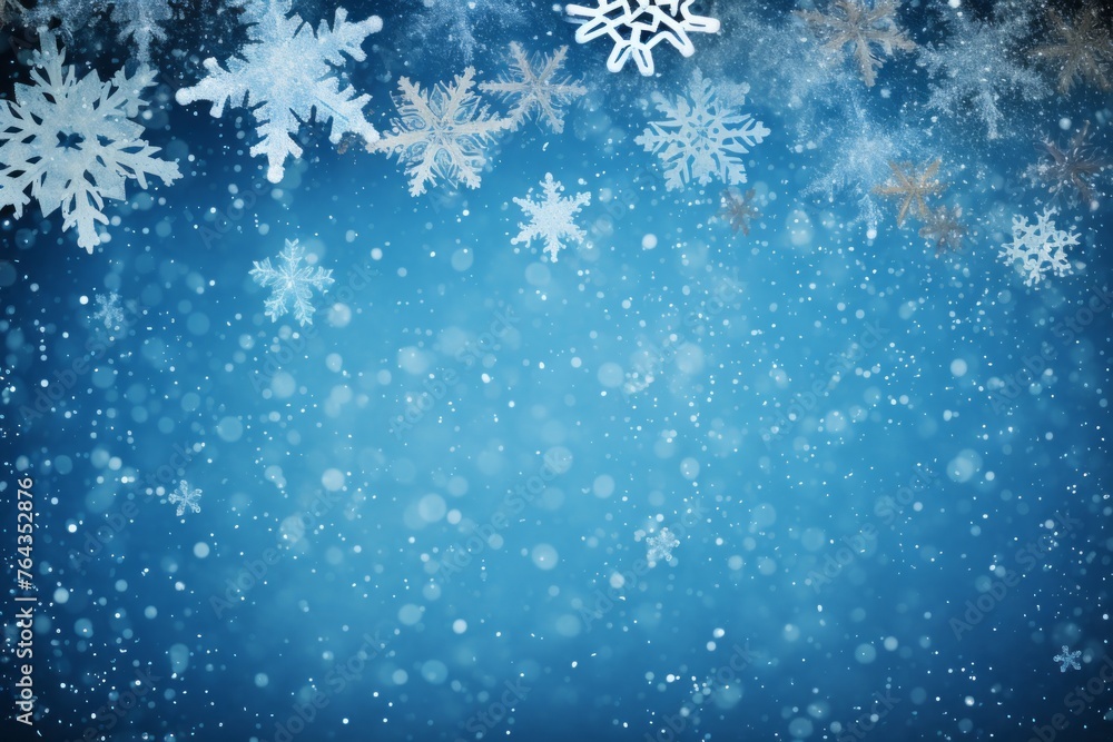 Playful snowman and snowflakes on a wintry blue background. Playful snowman and snowflakes on a wintry blue background.