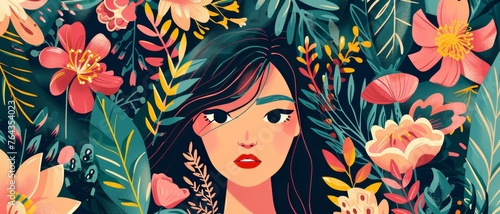 Woman with flowers. Mother's Day, beauty and wellness concept.