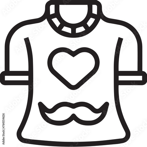 Dress icon with mustache and heart embellishment: Interesting Fashion Illustration