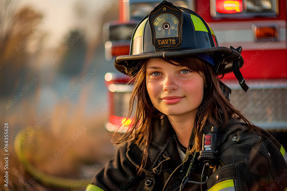 Young female firefighter Young female firefighter