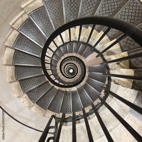 Spiral staircase at the Arc de Triomphe empty
