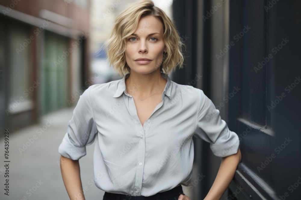 Portrait of a beautiful young business woman in a white blouse. Portrait of a beautiful young business woman in a white blouse.
