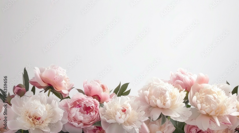 Elegant peony flowers on subtle background