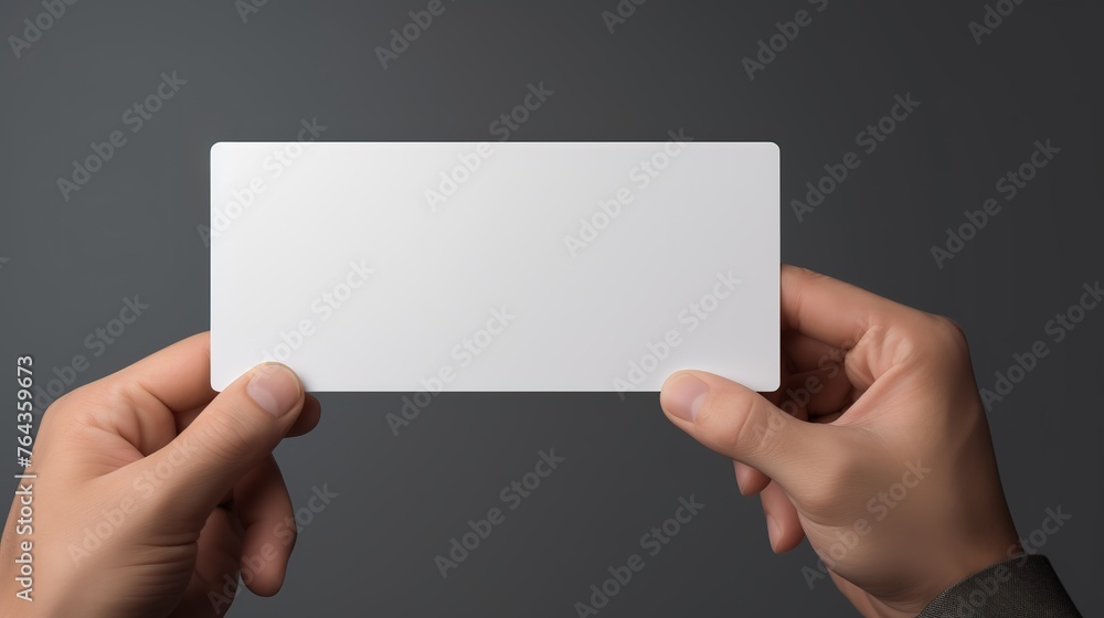 One hand Hand holds a business card
One hand Hand holds a business card