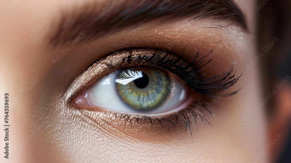 Fototapeta premium Close-Up of Asian Woman's Beautiful Eye: Mesmerizing Green Iris