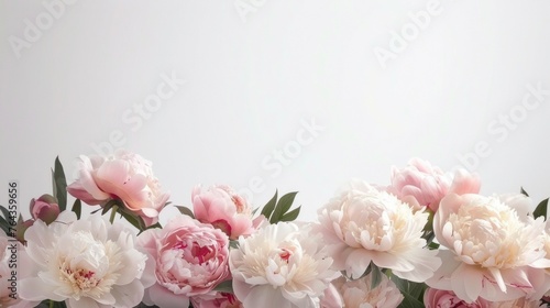 Elegant peony flowers on subtle background