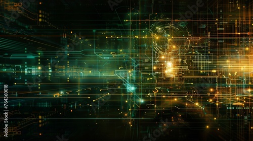 Futuristic digital circuit network background