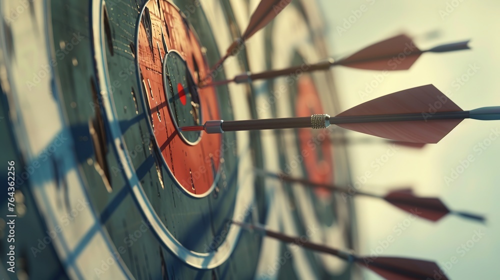 © Varunee - a target with multiple arrows hitting the bullseye, symbolizing the idea of precise targeting and effective marketing strategies to gain a competitive edge in the market