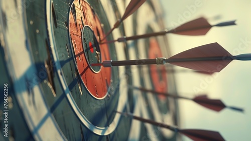 a target with multiple arrows hitting the bullseye, symbolizing the idea of precise targeting and effective marketing strategies to gain a competitive edge in the market