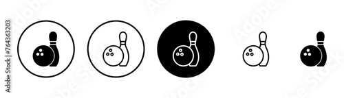 Bowling game Pin Icon vector isolated on white background. Bowling icon, ball and pin