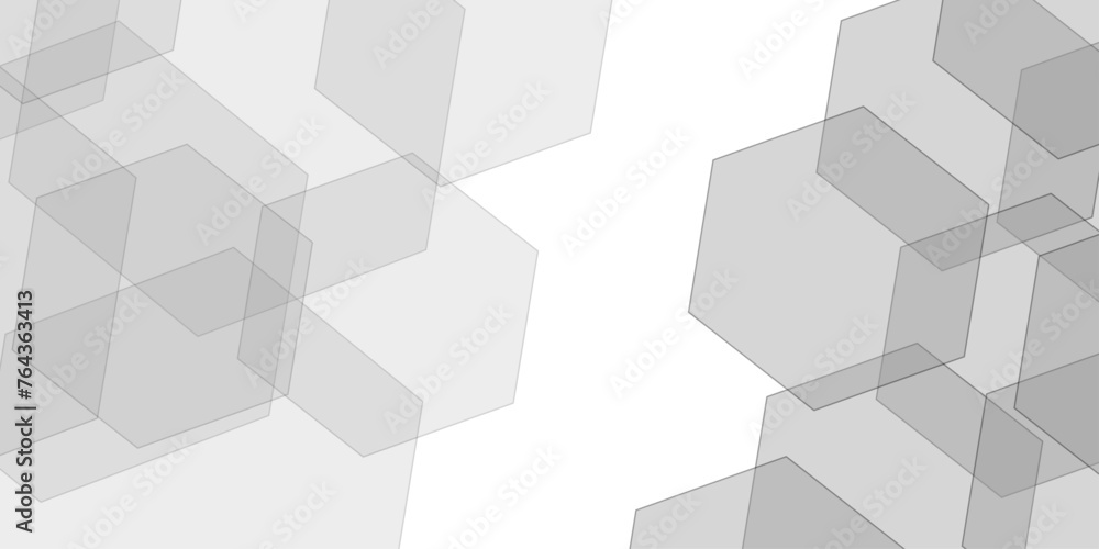 Abstract trendy technology of gradient white and gray hexagonal element pattern artwork design background. Surface polygon pattern with glowing hexagon paper texture and futuristic business. 