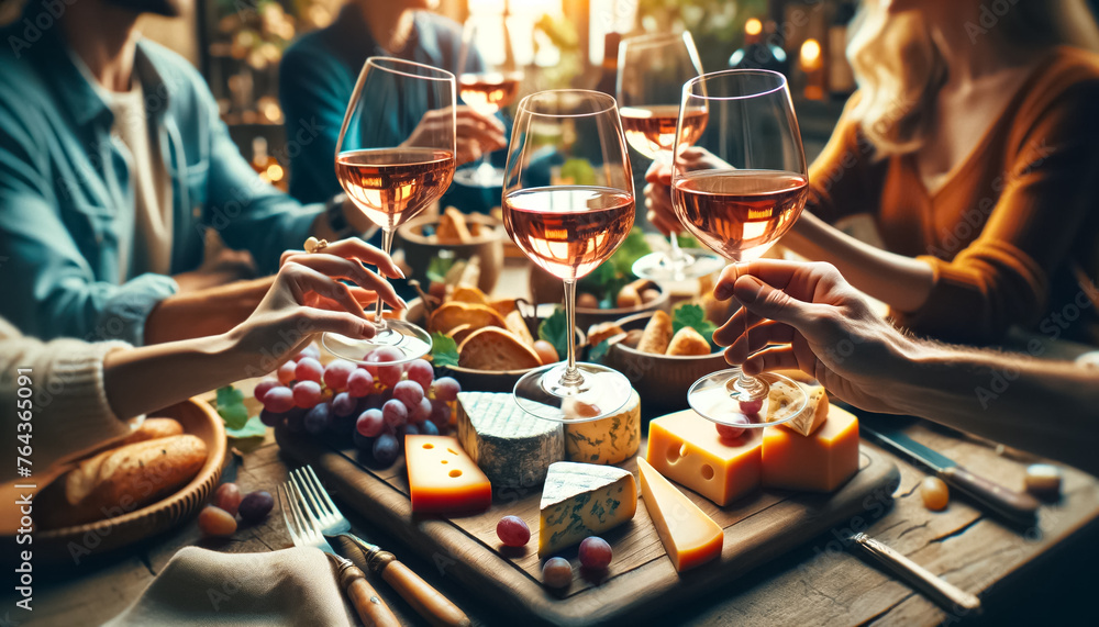 Toast to Friendship with Rosé Wine Over Cheese and Fruit