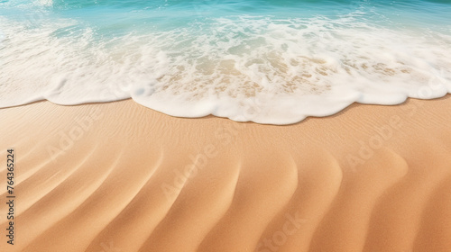 empty sand beach and seashore waves background with copy space