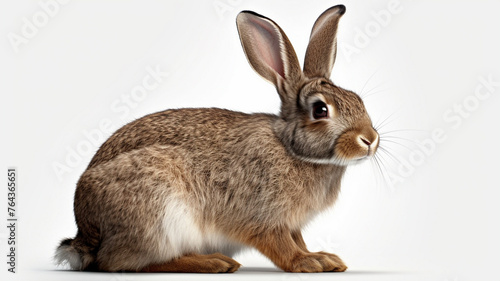White and Brown Rabbit, on White Background