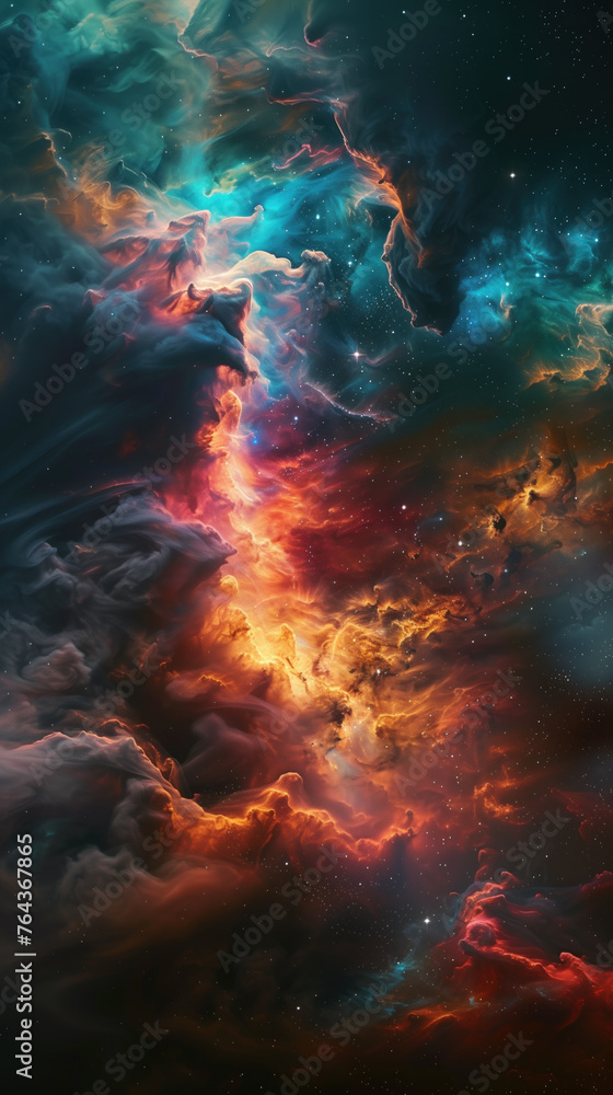 Cosmic Dance: A Vibrant Nebula in Deep Space
