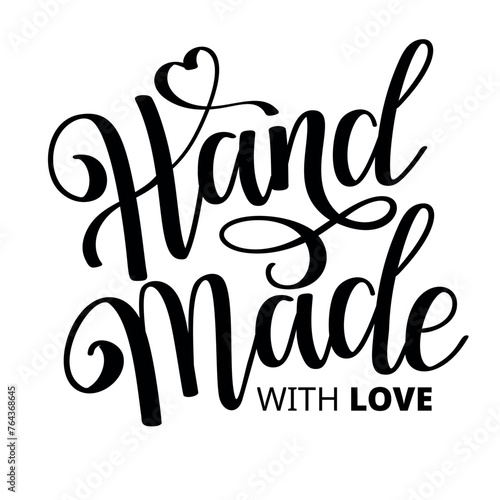 Hand made with love black lettering design. Hand made brush calligraphy banner.