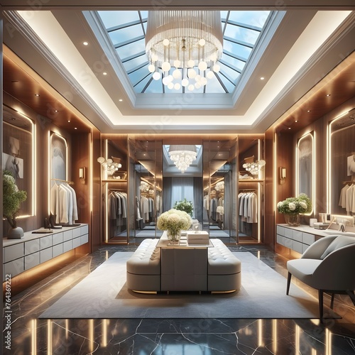 Modern dressing room home interior  luxurious design and neat layout. Generative AI