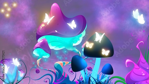 fantasy mushroom forest illustration