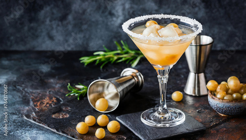 gibson cocktail drink on dark background photo