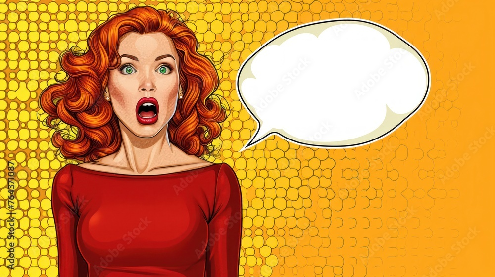 Red-Haired Woman With Speech Bubble Generative AI