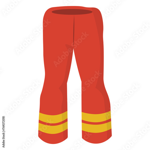 firefighter elements on a white background. Isolated vector illustrations of various items of clothing, tools and equipment used when fighting a fire