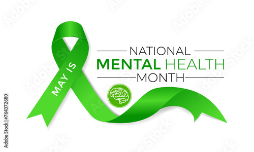 Mental health awareness month observed each year during May. It ,s Raising awareness of mental health and  Medical health care design. Vector illustration