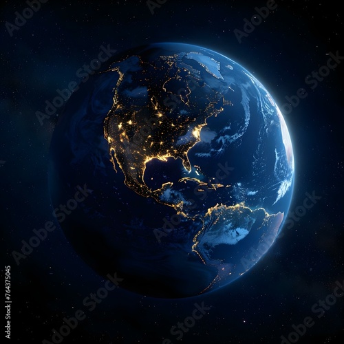 Global Unity  A Nighttime View of Earth from Space. Concept Space Exploration  Global Perspective  Night Photography  Earth s Beauty  Unity in Diversity