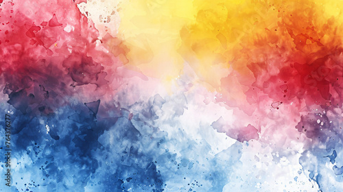 colors of red  yellow  and blue add depth to the white space for creative use in graphic designs or digital art. Watercolor splash background. 