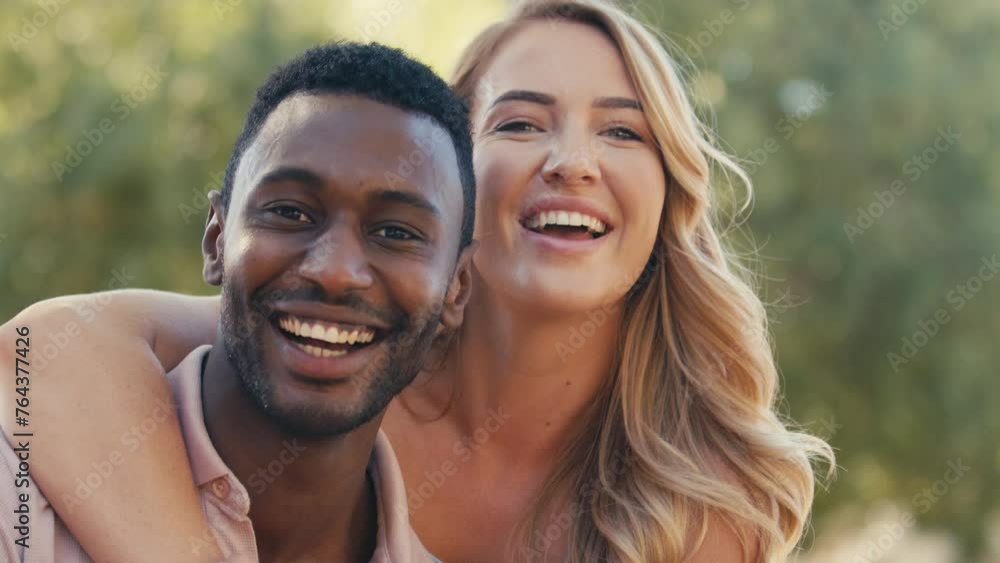 Close up portrait of couple or friends hugging outside in beautiful countryside laughing and smiling at camera - shot in slow motion Close up portrait of couple or friends hugging outside in beautiful countryside laughing and smiling at camera - shot in slow motion