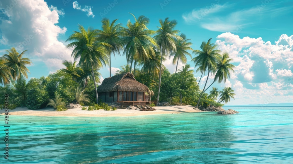 Ultimate summer getaway, tropical island escape in the South, Ai Generated.