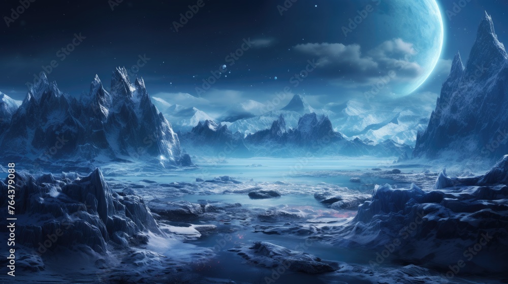 Fototapeta premium landscape adorned with majestic icebergs, Ai Generated.