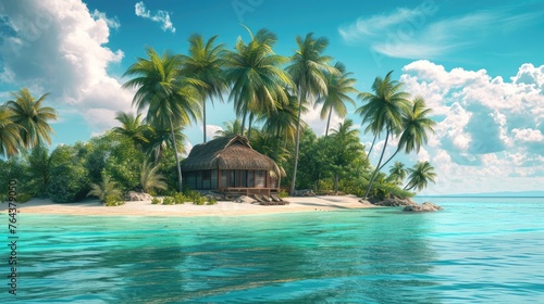 Ultimate summer getaway  tropical island escape in the South  Ai Generated.