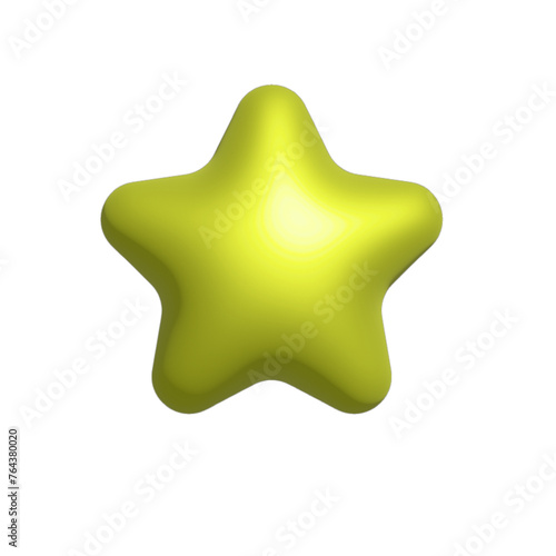 Golden star icon in 3d style isolated on white background. Vector illustration plastic golden simple volumetric yellow star