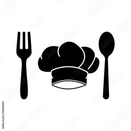 spoon, knife and chef hat icon