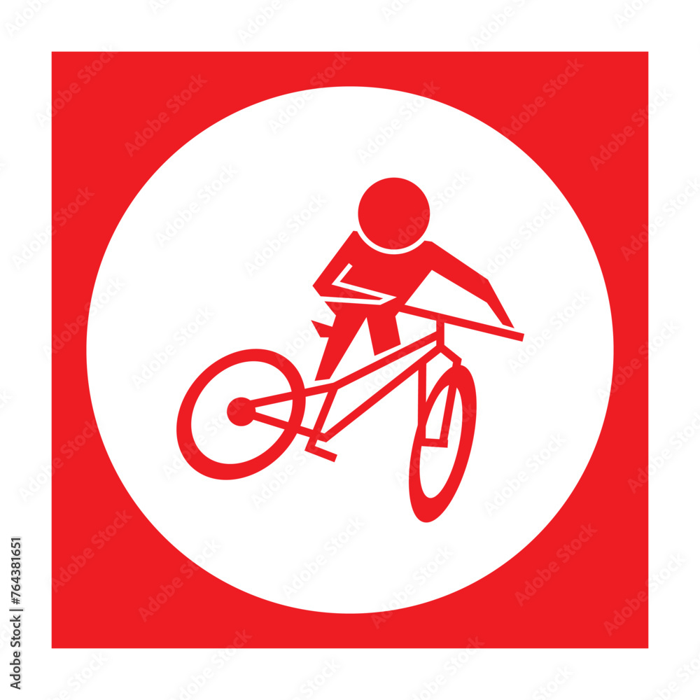 mountain biking man icon in red and circle shape mountain biking man icon in red and circle shape