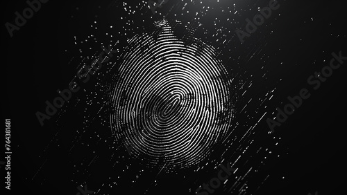 Glowing fingerprint on a black background. Concept of modern technology and personal identification. photo
