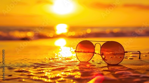 Cool sun sporting sunglasses adds flair to summer vibes, Ai Generated.