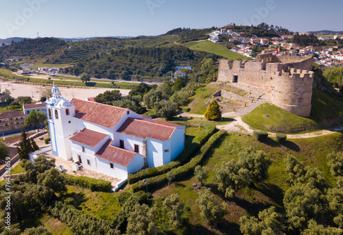 Aerial view of Graca Monastery and fortress landmark of Torres Vedras, Portugal photo