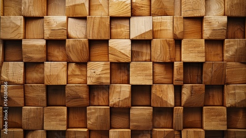 Intricate Cube Pattern Wooden Wall Art for Modern Interior Design and Home Decoration © lemoncraft