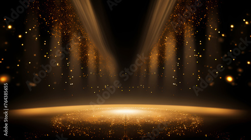Abstract background with golden glitter on dark background © jiejie